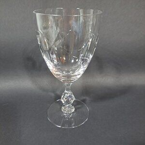Tiffin-Franciscan Petite Cut Plant Design On Bowl Stemmed Water Goblet Circa 60s